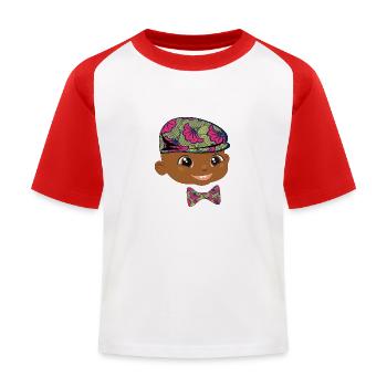 Kleiner Junge lächelt - Kinder Baseball T-Shirt - Weiß/Rot - Vorne