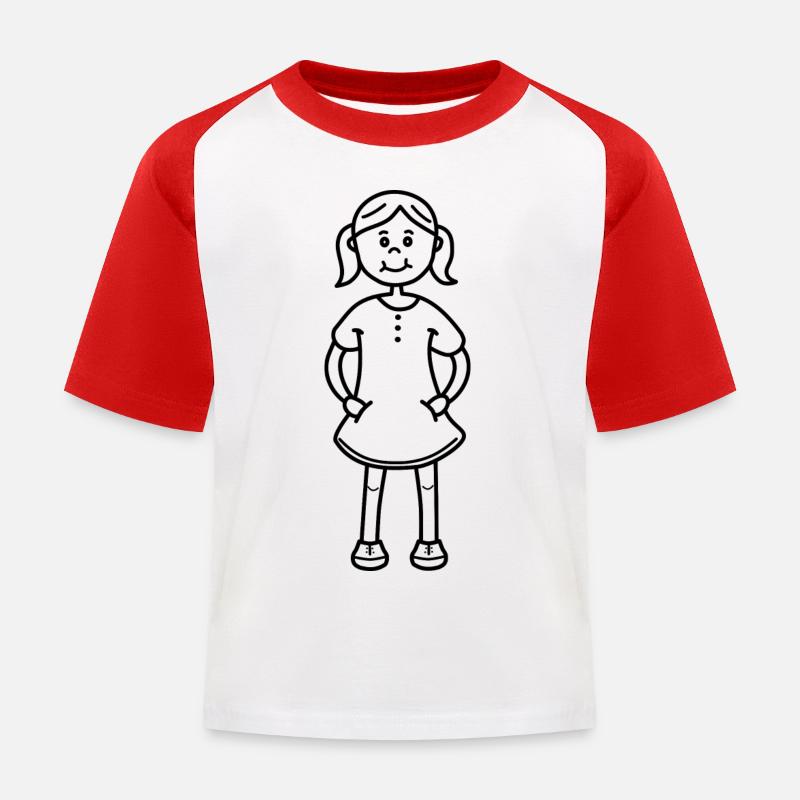Mädchen - Kinder Baseball T-Shirt - Weiß/Rot