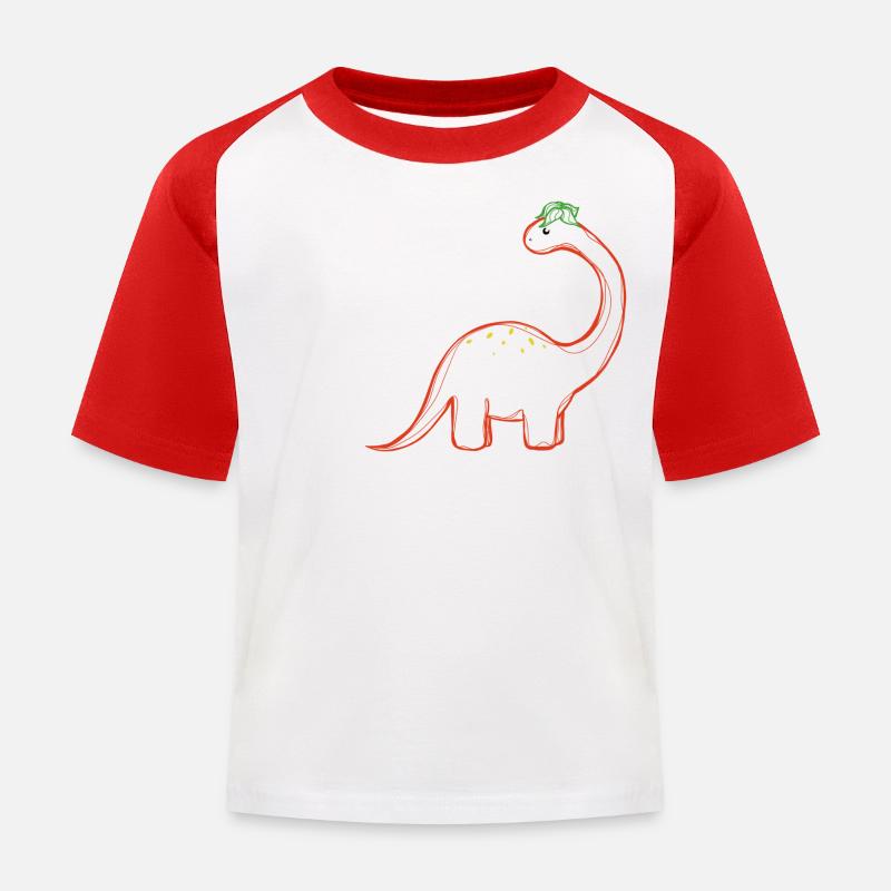 Dinosaurier Erdbeere - Kinder Baseball T-Shirt - Weiß/Rot