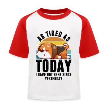 Tired Funny Sayings Lazy Corgi Pet Animal Dog - Kids' Baseball T-Shirt - white/red - Front