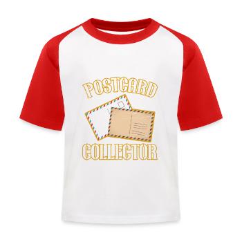 Deltiology card Colleting Deltiologist postcard - Kids' Baseball T-Shirt - white/red - Front