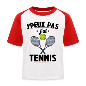 Je Peux Pas J ai Tennis - T-shirt baseball Enfant - blanc/rouge - Devant