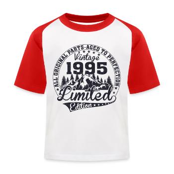 Born 1995 - Kids' Baseball T-Shirt - white/red - Front