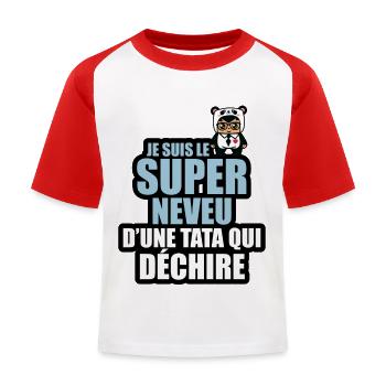 super neveu d'une tata qui déchire - T-shirt baseball Enfant - blanc/rouge - Devant