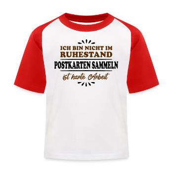 Retirement Pensioner Pensioner Postcard Collector - Kids' Baseball T-Shirt - white/red - Front