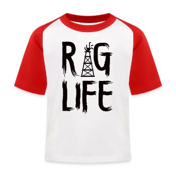 Oilfield Wife Roughneck Oil Drilling Frac crew - Kids' Baseball T-Shirt - white/red - Front