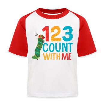 Die Kleine Raupe Nimmersatt 1 2 3 Lerne Zählen - Kinder Baseball T-Shirt - Weiß/Rot - Vorne