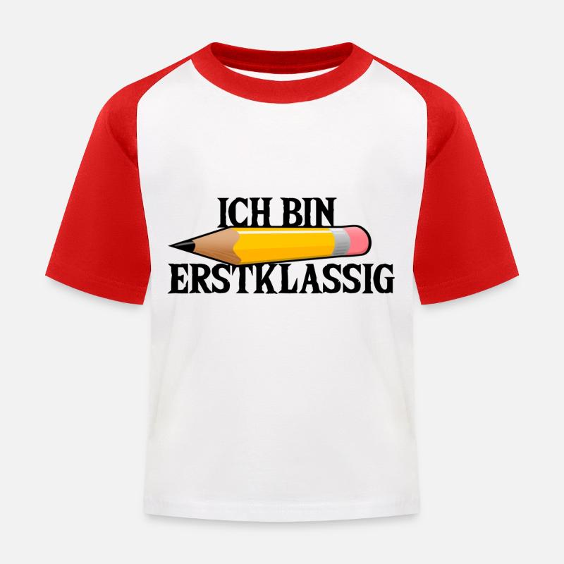 Einschulung - Kinder Baseball T-Shirt - Weiß/Rot