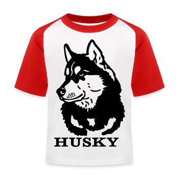 siberianhusky2 - T-shirt baseball Enfant - blanc/rouge - Devant