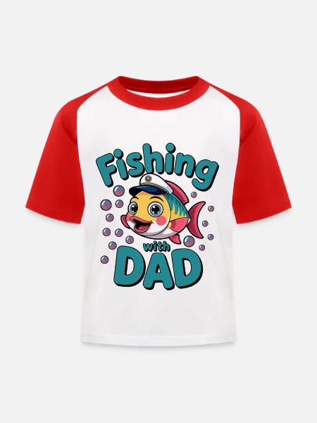 Pêche Pêche avec papa - T-shirt baseball Enfant - blanc/rouge