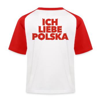 POLSKA POLAND POLEN - Kinder Baseball T-Shirt - Weiß/Rot - Hinten