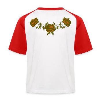 Western Rose - Rückseite vintage retro Country - Kinder Baseball T-Shirt - Weiß/Rot - Hinten