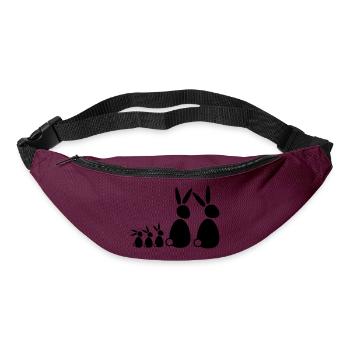 5 lapins, famille, enfants, parents, trois frères et sœurs, doux - Sac banane - bordeaux  - Devant