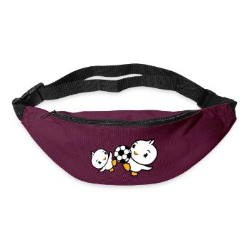 2 Birds Playing Soccer Together Fun Ball Sports - Bum bag - burgundy - Front