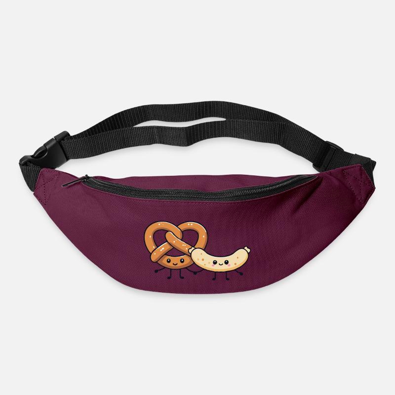 Weißwurst mit Brezel - Gürteltasche - Burgunderrot
