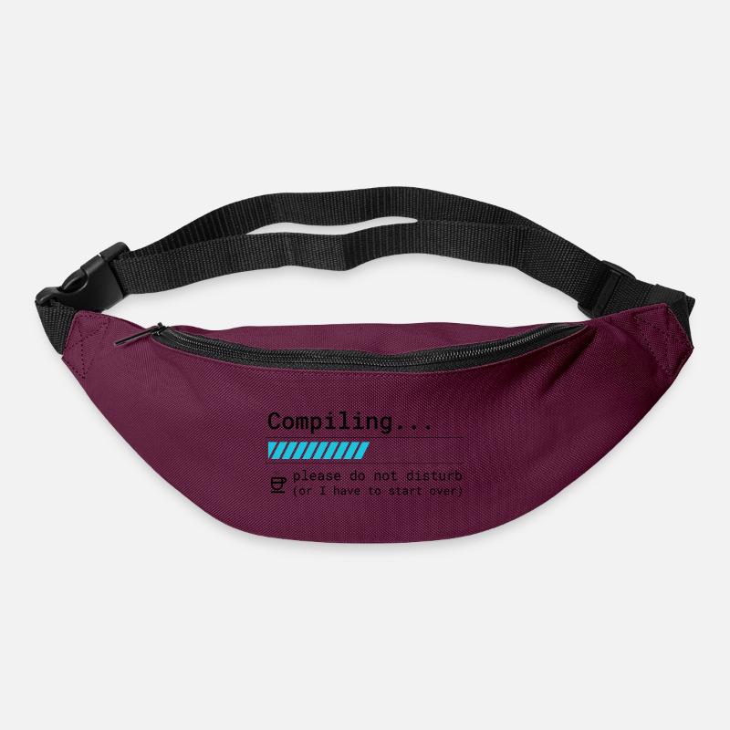 Lustiges Programmierer T-Shirt - Compiling Please  - Gürteltasche - Burgunderrot