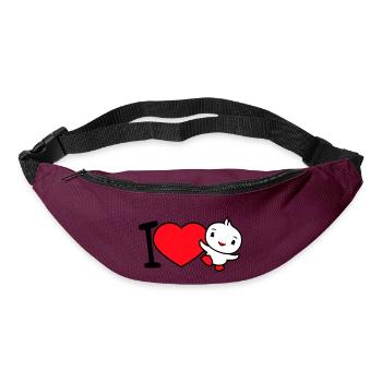 J’aime oiseau coeur symbole amour heureux mignon - Sac banane - bordeaux  - Devant