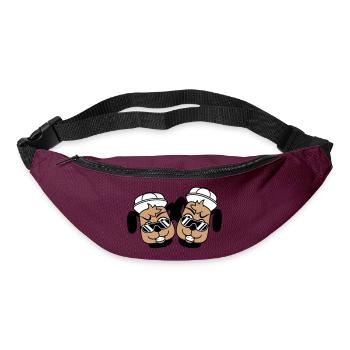 2 DJ chiens lunettes de soleil adolescent casquette casquette équipe - Sac banane - bordeaux  - Devant