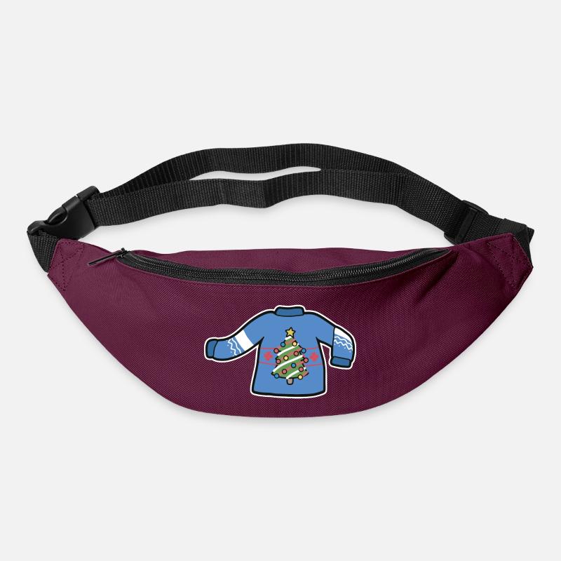 Weihnachtspullover - Gürteltasche - Burgunderrot