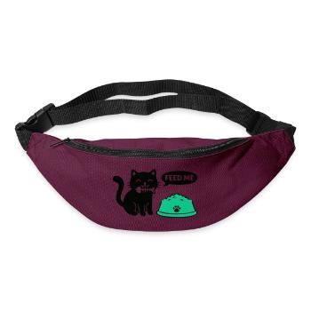 Hungrige Katze Futternapf Grafik - Gürteltasche - Burgunderrot - Vorne