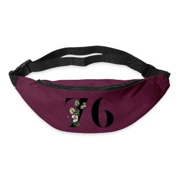 Nummer 76 Blumengrün - 76. Blumengeburtstag - Gürteltasche - Burgunderrot - Vorne