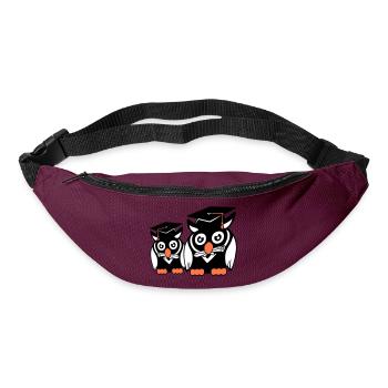 2 Eulen Schulabschluss College Abitur Student Team - Gürteltasche - Burgunderrot - Vorne