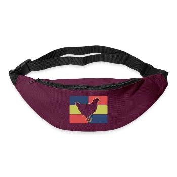Huhn Silhouette Retro - Gürteltasche - Burgunderrot - Vorne