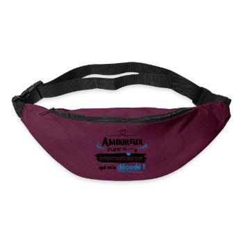 Amoureux d'une informaticienne ! humour geek - Sac banane - bordeaux  - Devant
