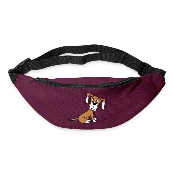 chien assis mignon petit chiot heureux animal de compagnie - Sac banane - bordeaux  - Devant