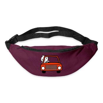 Duck waving car driver driving fast vehicle - Bum bag - burgundy - Front
