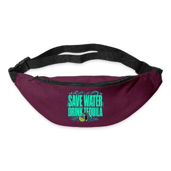 Spare Wasser, trink Tequila - Lustiges Shirt - Gürteltasche - Burgunderrot - Vorne
