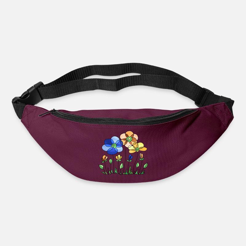 Blumen - Gürteltasche - Burgunderrot