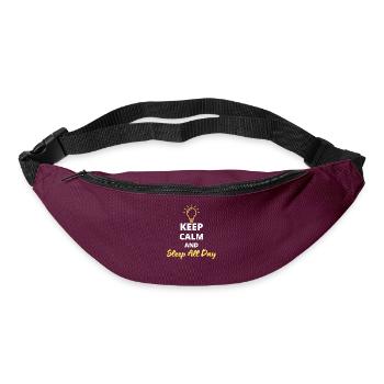 Lustiges T-Shirt mit der Aufschrift "Keep Calm and Sleep All Day" - Gürteltasche - Burgunderrot - Vorne