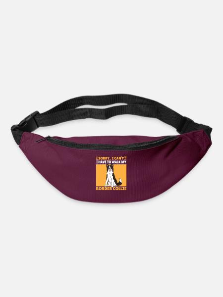 Lustiger I can't Border Collie Hund Spruch - Gürteltasche - Burgunderrot