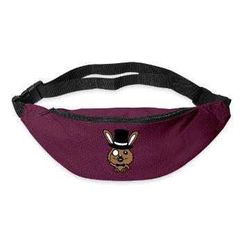 Sir Hase Monokel Brille Bart Zylinder Hut Mr. Herr - Gürteltasche - Burgunderrot - Vorne