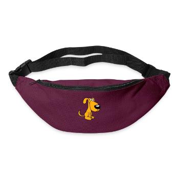Chien, Fou, Petit, Heureux, Drôle, Idiot, Cool - Sac banane - bordeaux  - Devant
