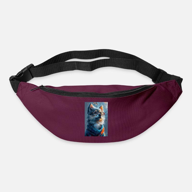 Funny Wolf Illustration Poster - Bum bag - burgundy