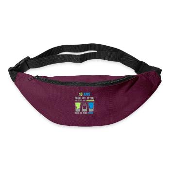 18 ans shooter alcool anniversaire plein - Sac banane - bordeaux  - Devant