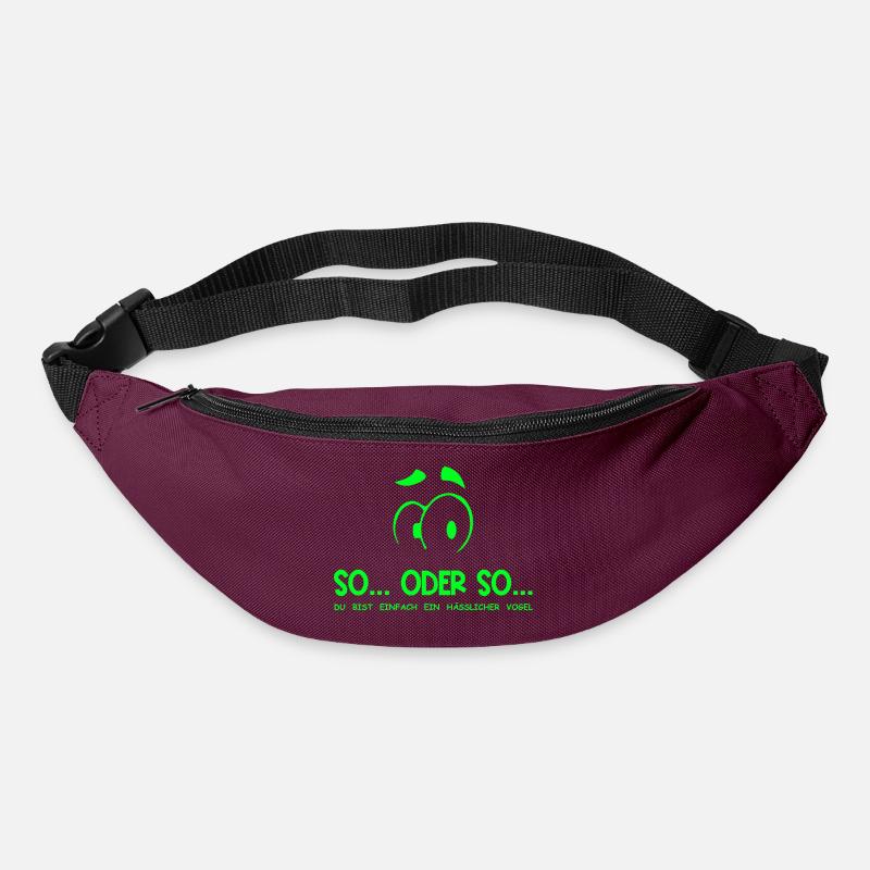 So...Oder So: Hässlicher Vogel - Neongrün - Gürteltasche - Burgunderrot