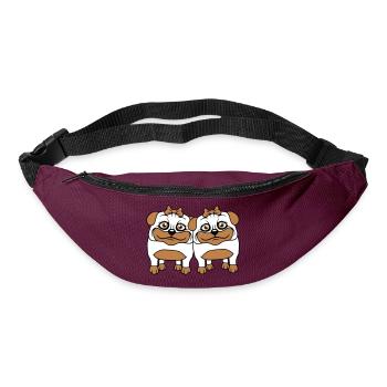 2 chiens carlin filles femmes petites amies équipe filles - Sac banane - bordeaux  - Devant
