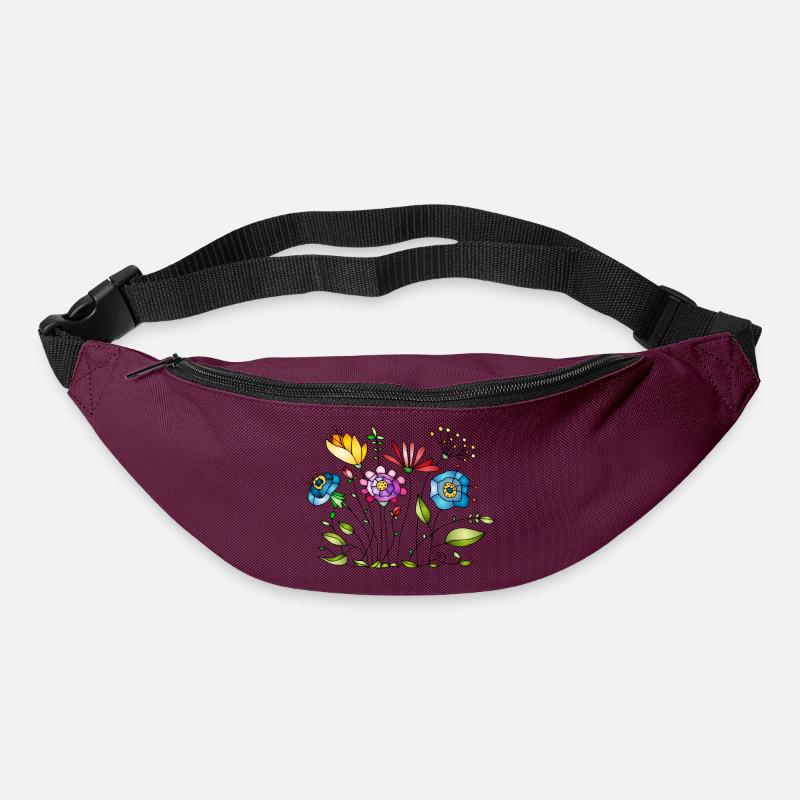 Blumen - Gürteltasche - Burgunderrot