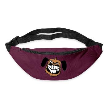 chien monstre méchant dangereux dents sourire sourire - Sac banane - bordeaux  - Devant