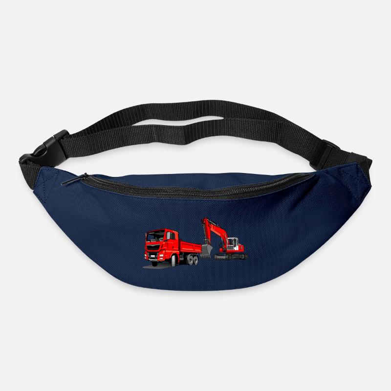 Baustelle mit Bagger und Kipplaster - Gürteltasche - Navy
