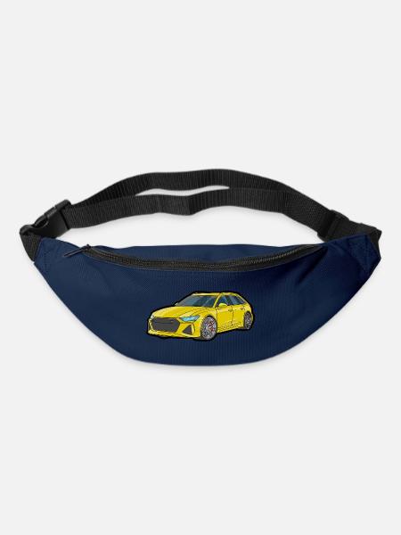 Gelber Sportwagen-Illustration - Gürteltasche - Navy