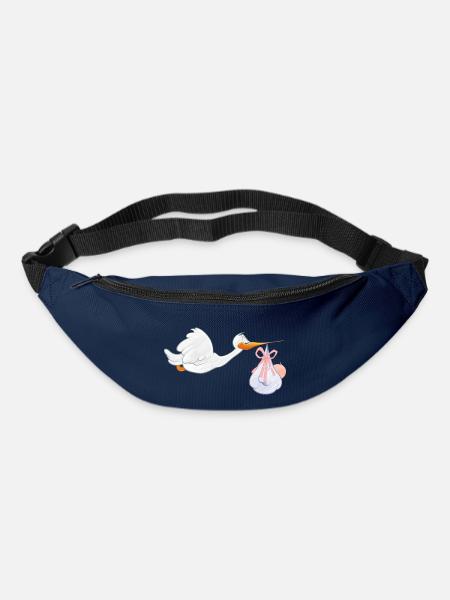 Cigogne avec bébé - Sac banane - marine