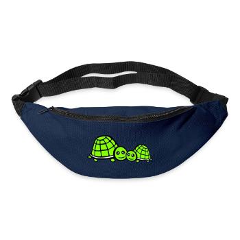 2 Tortues Maman Papa Enfant Famille Amour Mignon - Sac banane - marine - Devant