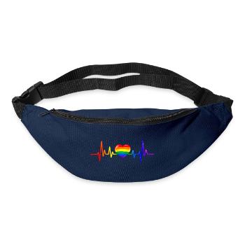 LGBTQ Herz Herzfrequenz Puls EKG Herzlinie - Gürteltasche - Navy - Vorne