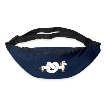 Hund Dackel Brezel Form Knoten Langer Körper Comic - Gürteltasche - Navy - Vorne