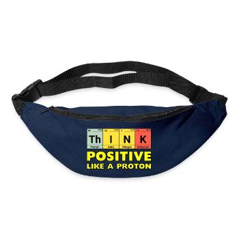 Penser positif, comme un proton - Sac banane - marine - Devant