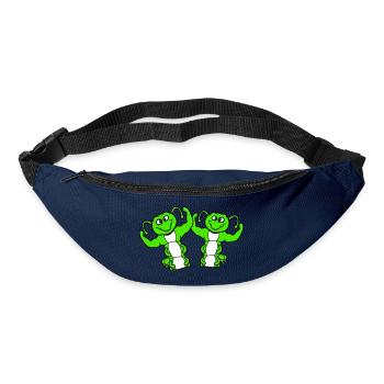 2 caterpillars bodybuilder team muscle building friends cute - Bum bag - navy - Front
